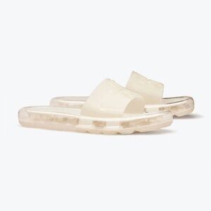 Tory Burch Women's Bubble Jelly Slides, New Ivory, 8 Medium US
